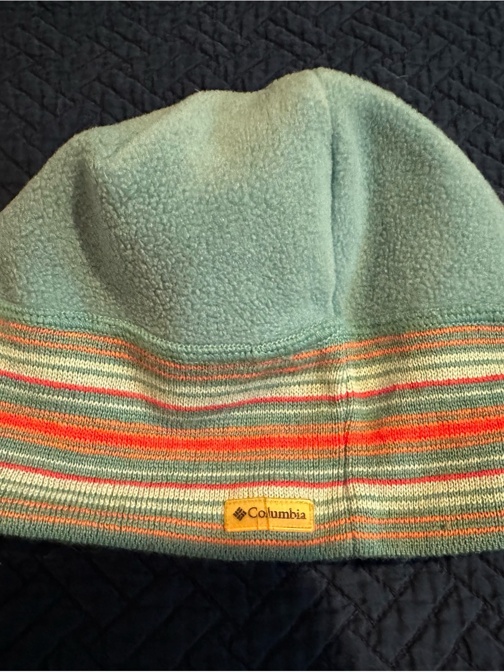 Columbia Mint Green Striped Unisex Fleece Beanie Warm Winter Hat